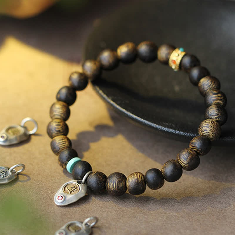 Karma Stone Vietnam Qinan Agarwood Turquoise Balance Strength Bracelet