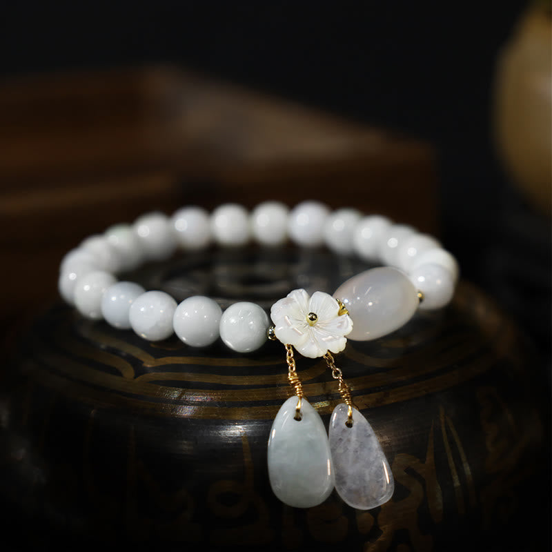Karma Stone Natural White Jade Luck Bracelet