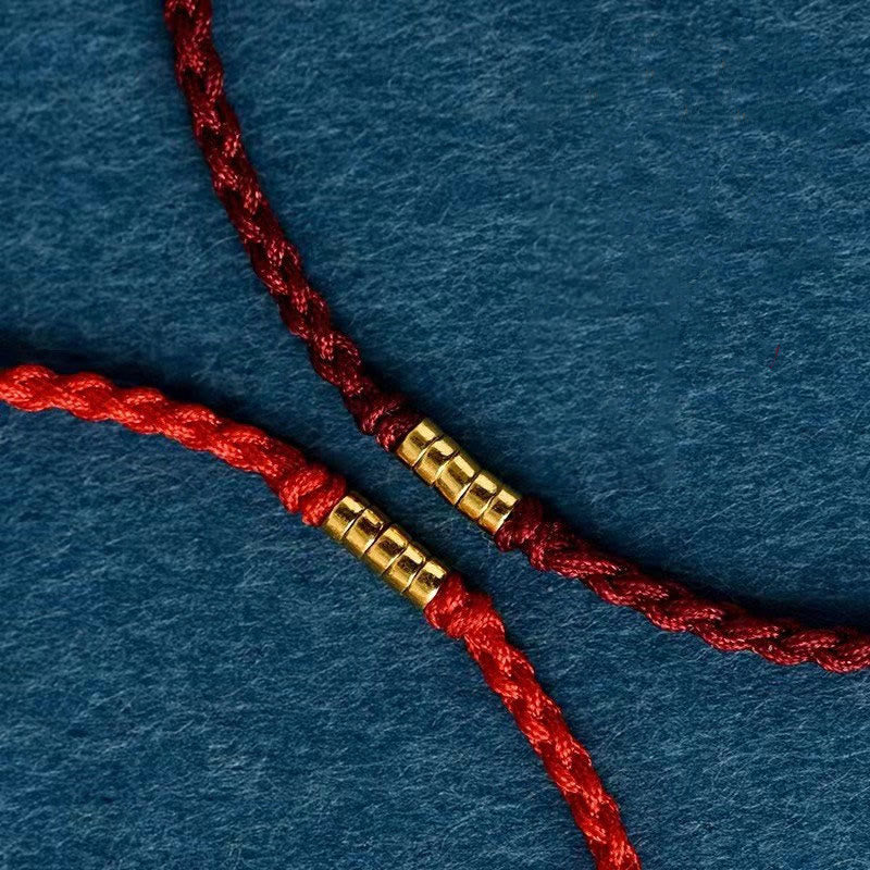 Karma Stone 925 Sterling Silver Lucky Golden Bead Braided String Bracelet Anklet
