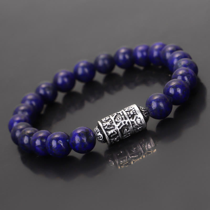Karma Stone Natural Lazurite Pietersite Unakite Om Mani Padme Hum Bead Positive Bracelet