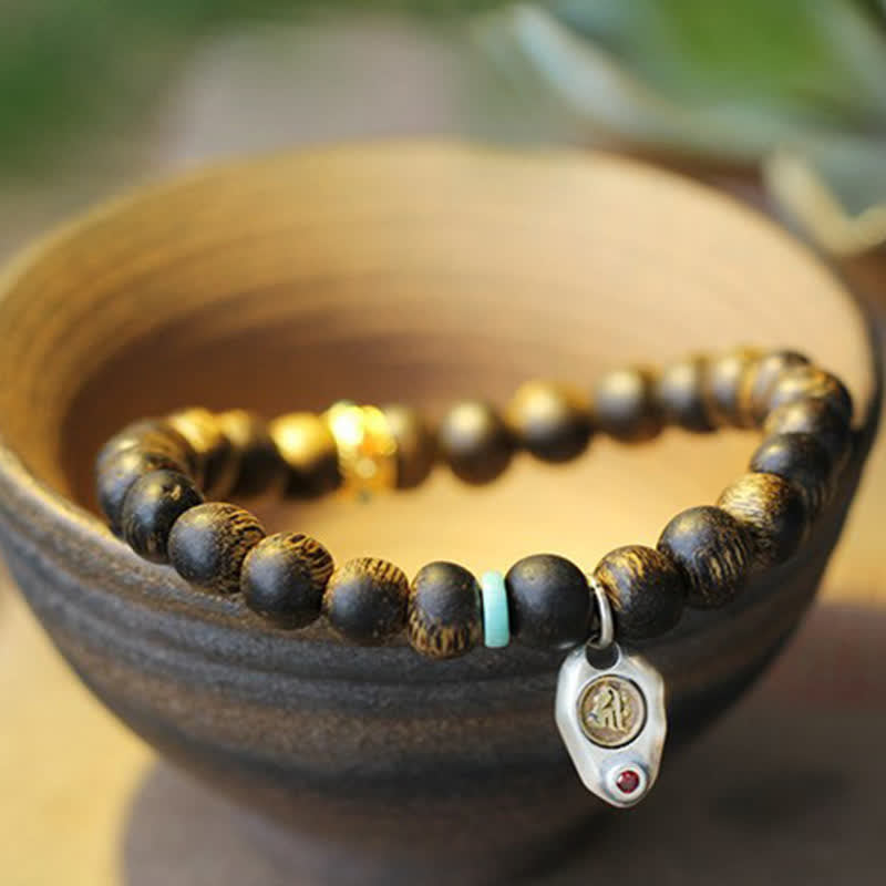 Karma Stone Vietnam Qinan Agarwood Turquoise Balance Strength Bracelet