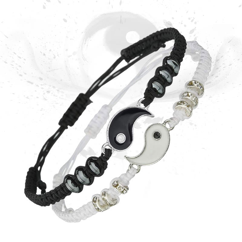 Karma Stone 2pcs Yin Yang Hematite Couple Bracelet