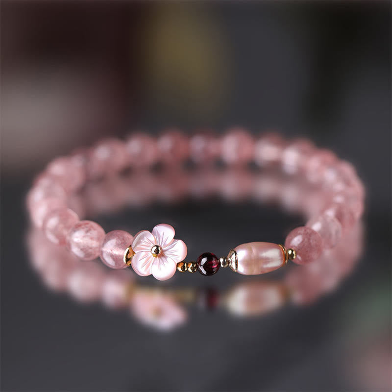 Karma Stone Strawberry Quartz Peach Blossom Love Bracelet