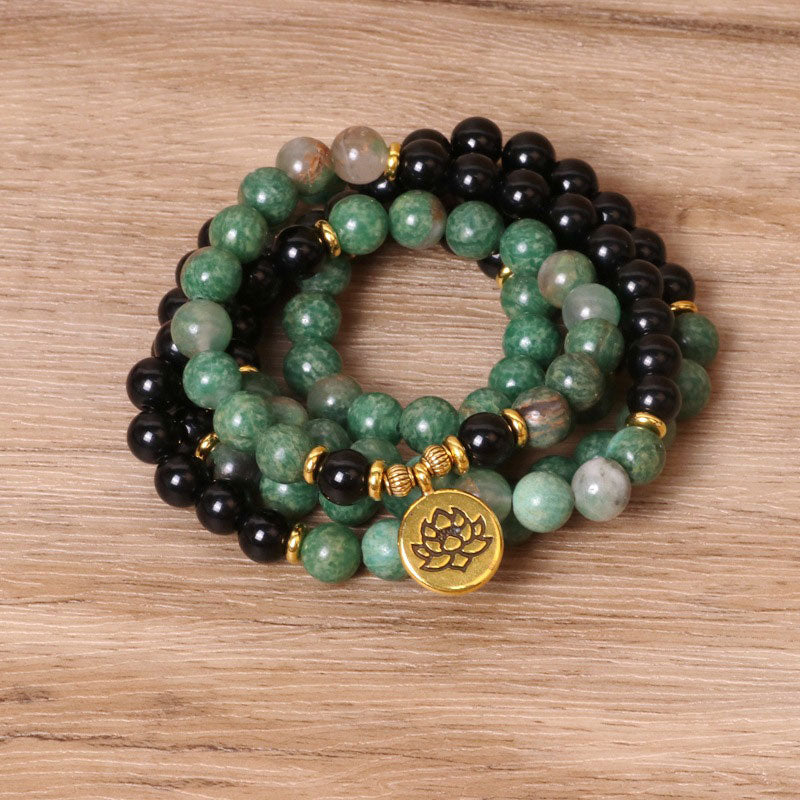 Karma Stone 108 Beads Natural Agate Mala Healing Bracelet