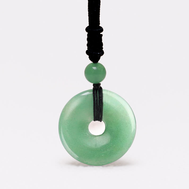 Karma Stone Lucky Coin Pendant Healing Crystal Gemstone Necklace