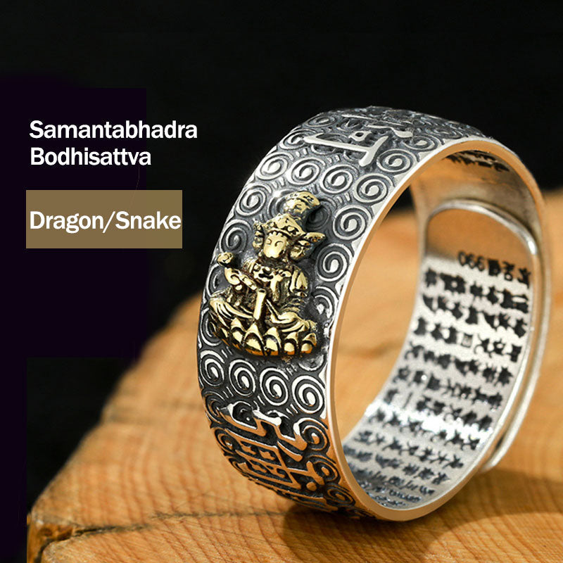 Karma Stone Chinese Zodiac Natal Buddha Wealth Luck Adjustable Ring