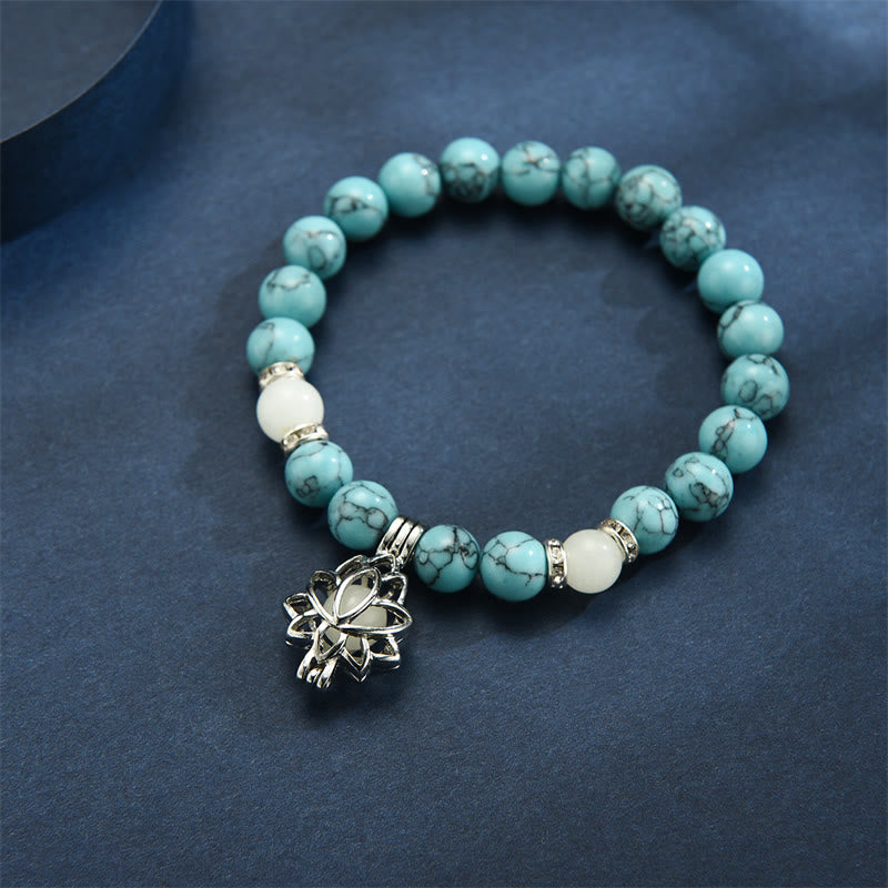 Karma Stone Tibetan Turquoise Glowstone Luminous Bead Lotus Protection Bracelet