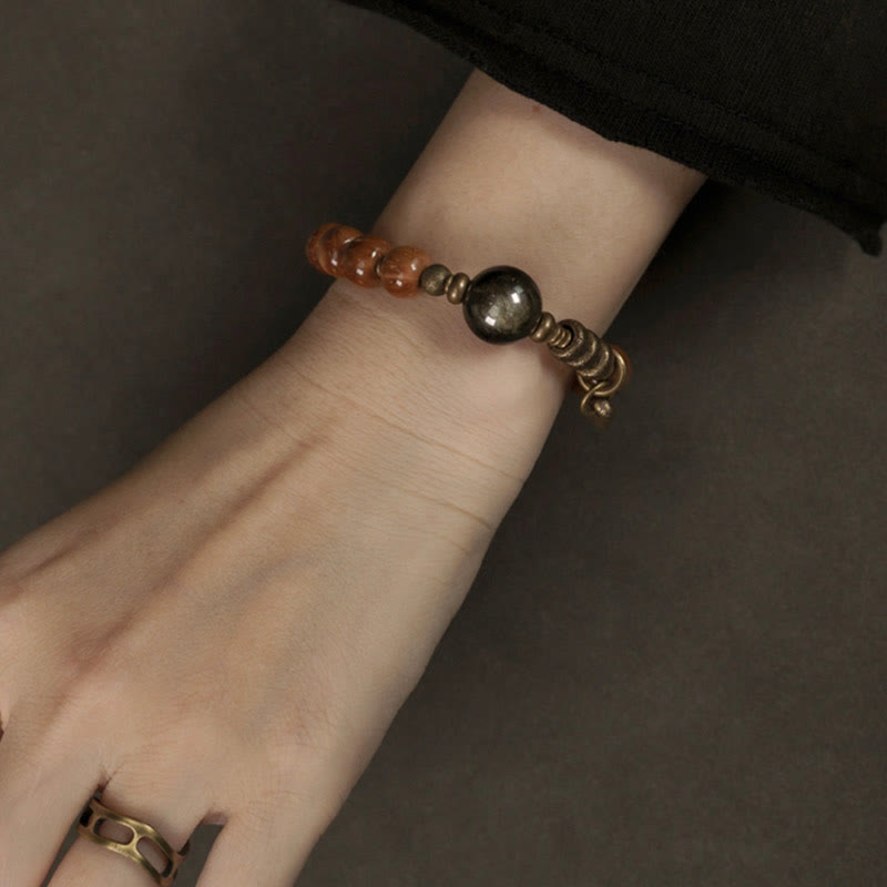 Karma Stone Kuka Seed Tiger Eye Gold Sheen Obsidian Copper Wealth Luck Bracelet