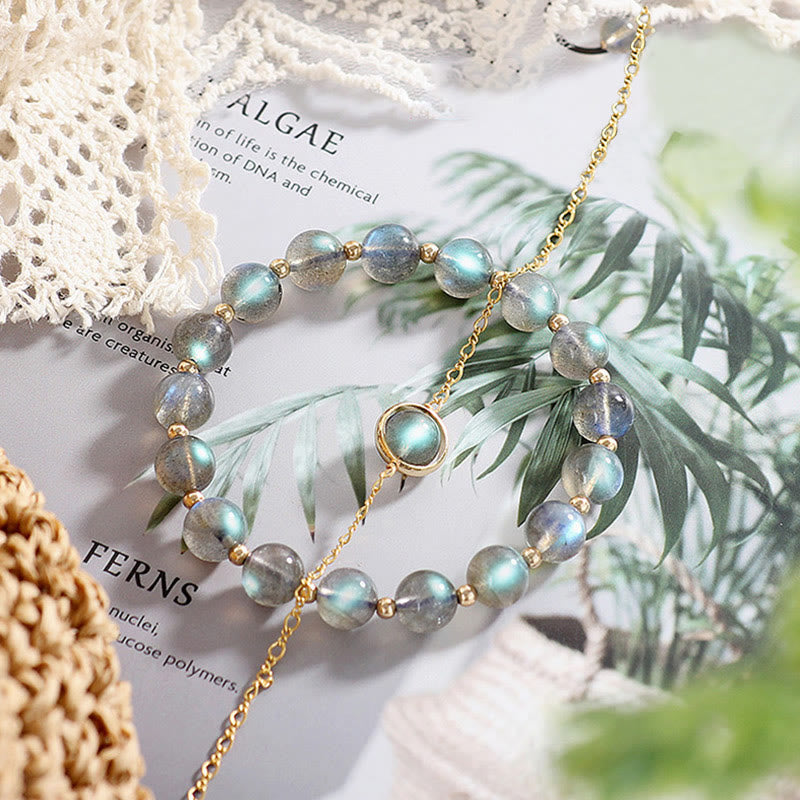 Karma Stone 14k Gold Plated Natural Moonstone Healing Love Bracelet
