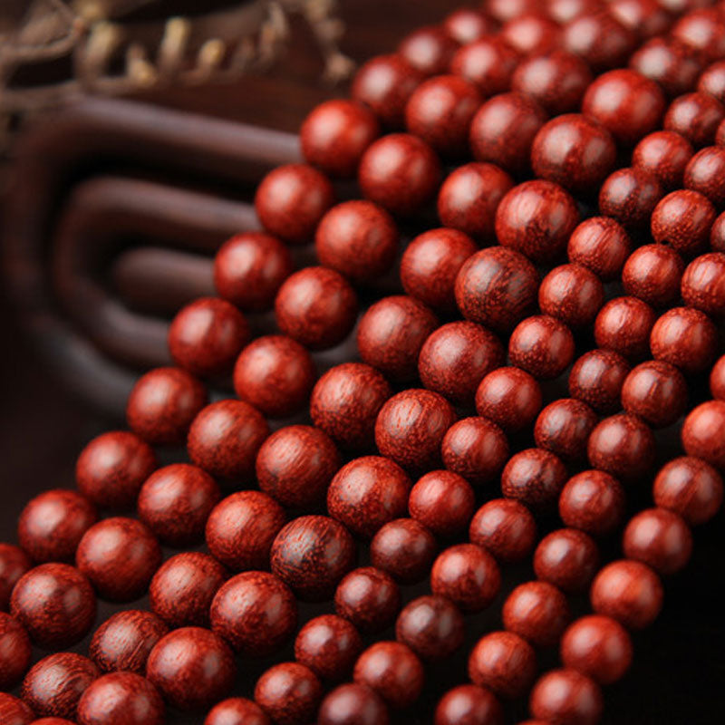 Karma Stone Tibetan Small Leaf Red Sandalwood 108 Beads Mala Meditation Bracelet