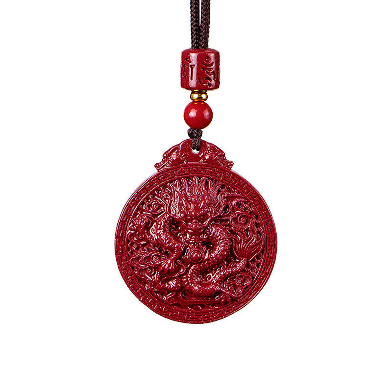 Karma Stone Year of the Dragon Natural Cinnabar Dragon Protection Necklace Pendant