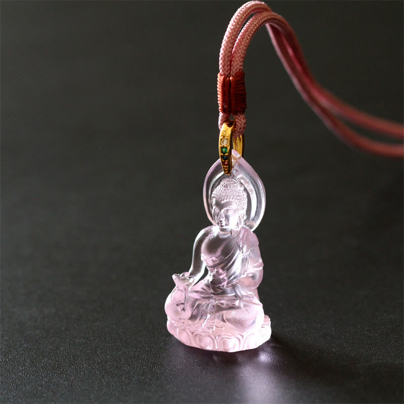 Karma Stone Blue Tathagata Buddha Medicine Buddha Liuli Crystal Serenity Amulet Necklace Pendant