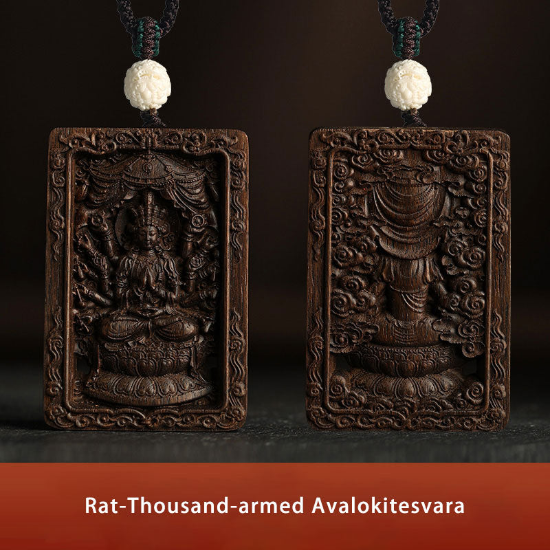 Karma Stone Chinese Zodiac Natal Buddha Brunei Agarwood PiXiu Dragon Peace Necklace Pendant