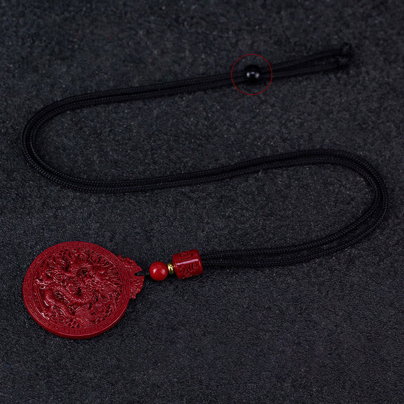 Karma Stone Year of the Dragon Natural Cinnabar Dragon Protection Necklace Pendant