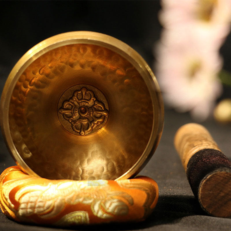 Karma Stone Tibetan Sound Bowl Handcrafted for Relaxation and Mindfulness Meditation Singing Bowl Set