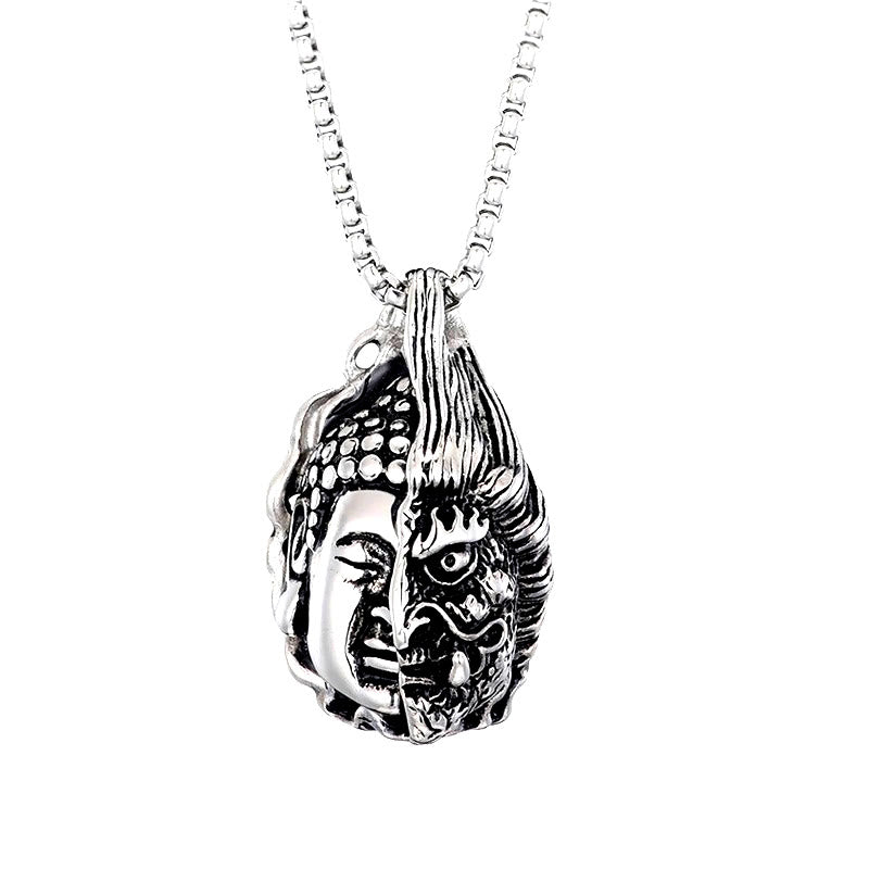 Karma Stone Half Buddha Half Devil Powerful Necklace