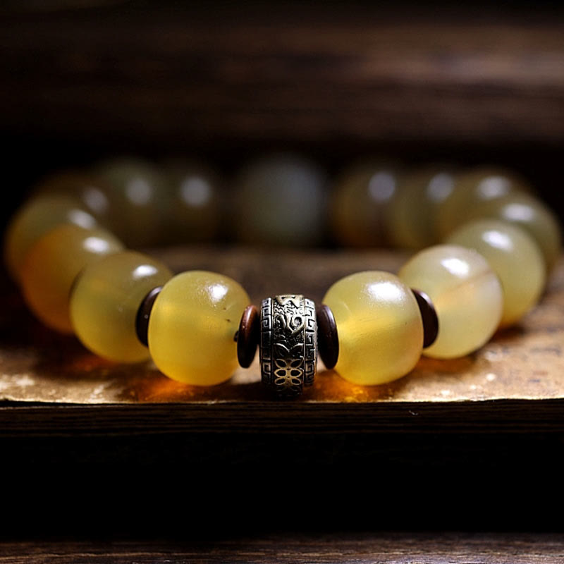 Karma Stone Handmade Tibetan Sheep Horn Om Mani Padme Hum Auspiciousness Bracelet