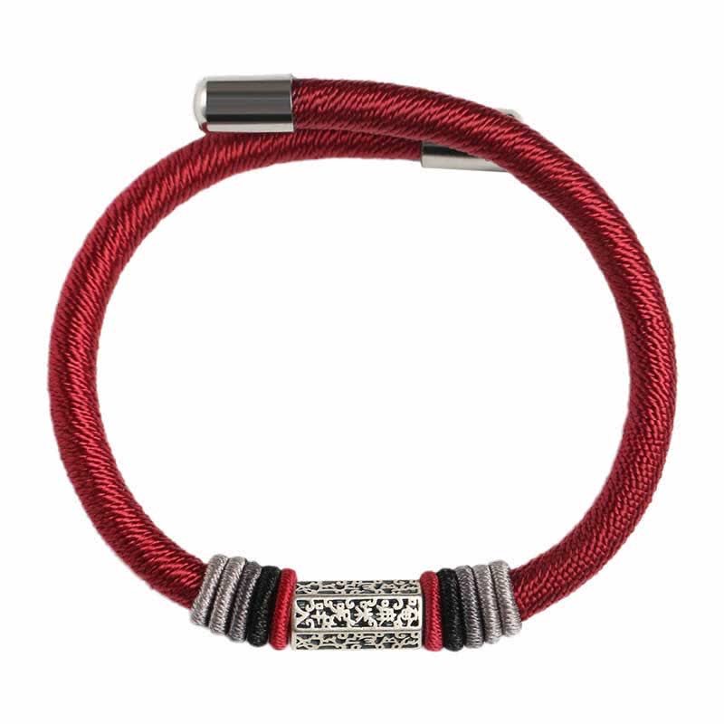 Karma Stone 925 Sterling Silver Om Mani Padme Hum Peace Red String Bracelet
