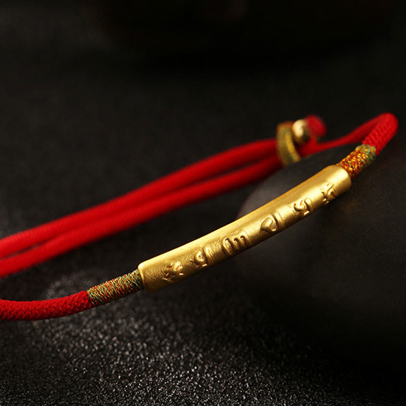 Karma Stone Tibetan Buddhist Handmade Mani Mantra Lucky Red String Bracelet