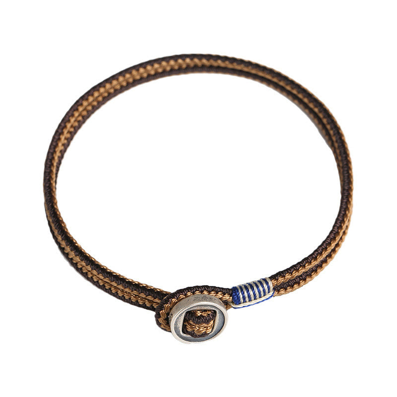Karma Stone  925 Sterling Silver Handmade Button Protection Weave String Bracelet