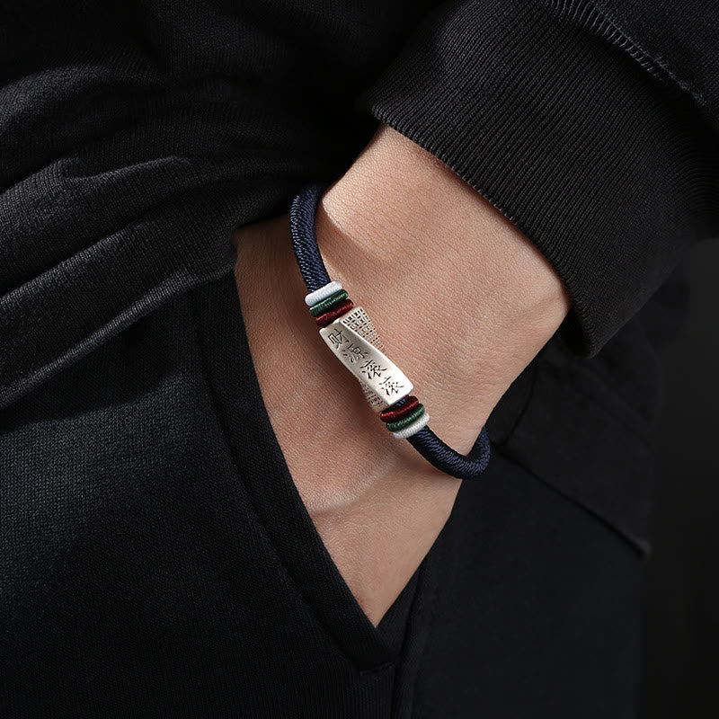 Karma Stone 999 Sterling Silver Profits Pouring In From All Sides Handmade Blessing String Buckle Bracelet