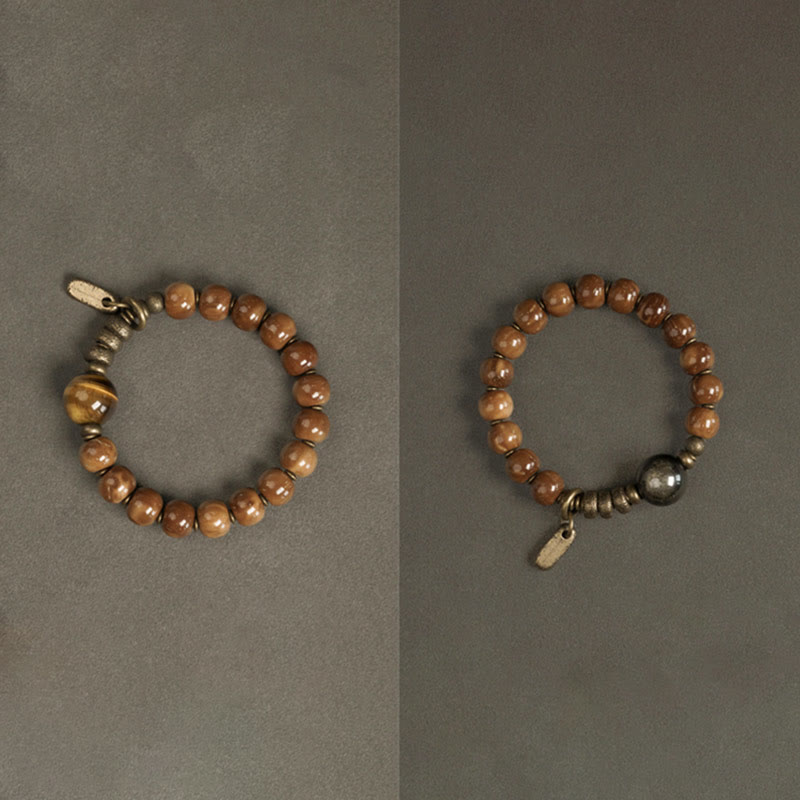 Karma Stone Kuka Seed Tiger Eye Gold Sheen Obsidian Copper Wealth Luck Bracelet