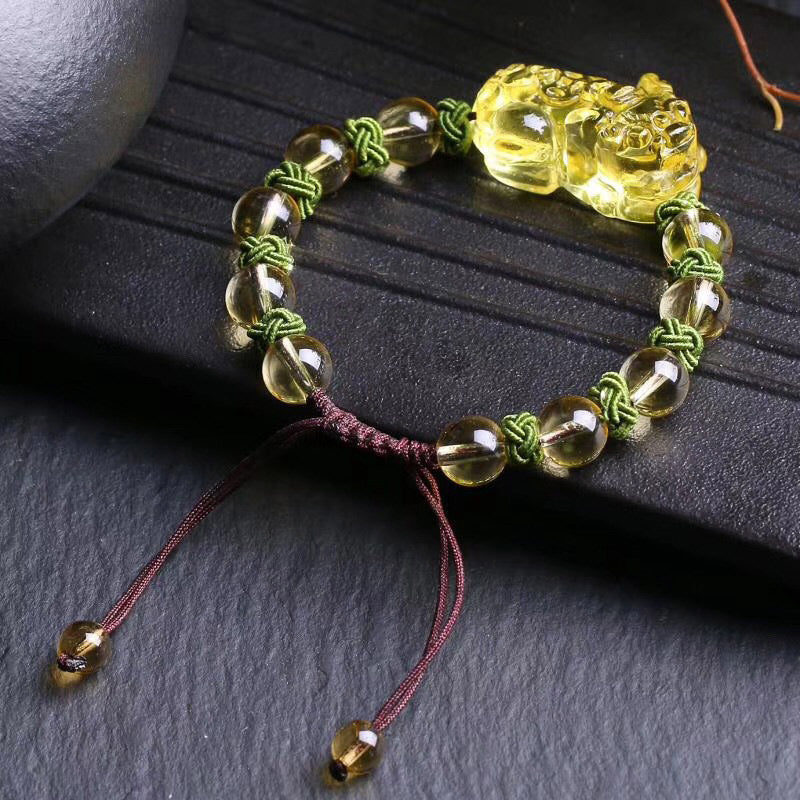 Karma Stone Natural Citrine Pixiu Wealth Protection Bracelet