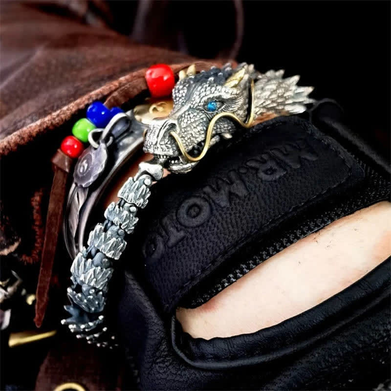 Karma Stone Nordic Dragon Handmade Amulet Luck Protection Chain Bracelet