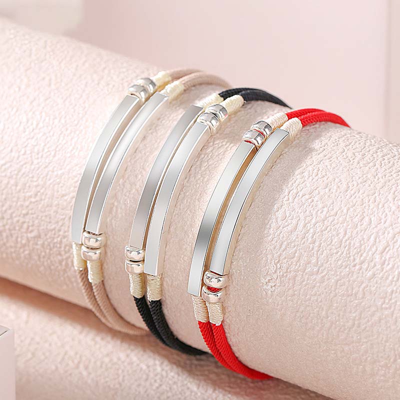 Karma Stone 925 Sterling Silver Red String Layered Braid Bracelet