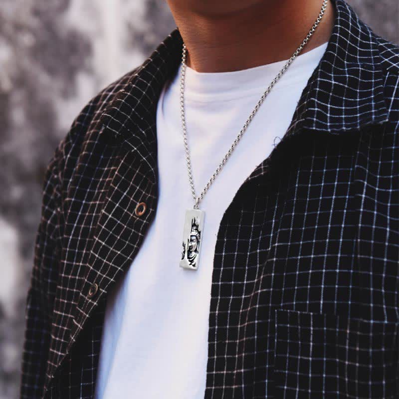Karma Stone Tathagata Buddha Strength Protection Amulet Lucky Pendant Necklace
