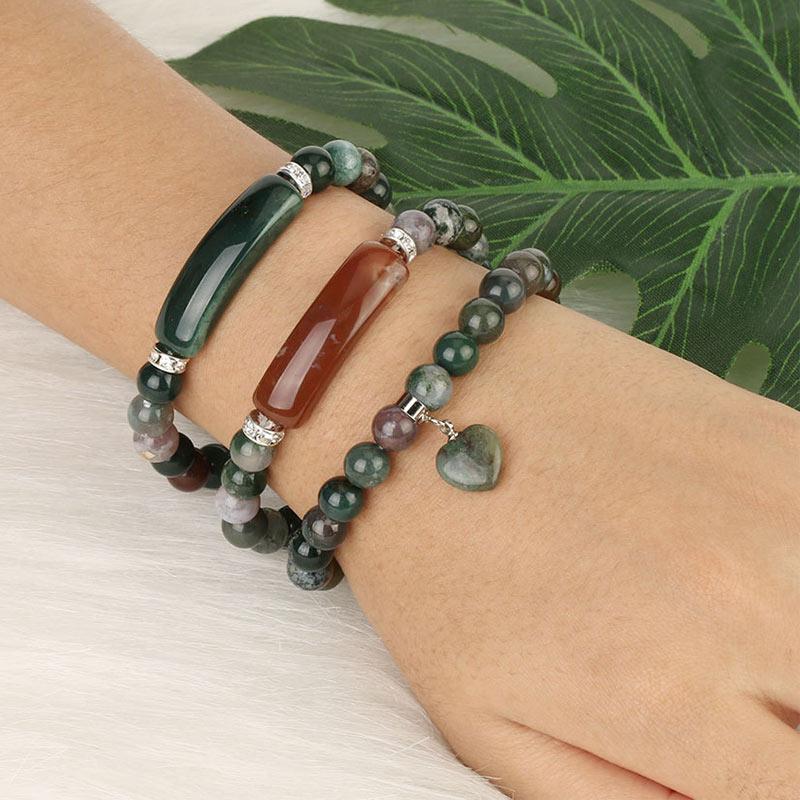 Karma Stone Natural Quartz Love Heart Healing Beads Bracelet