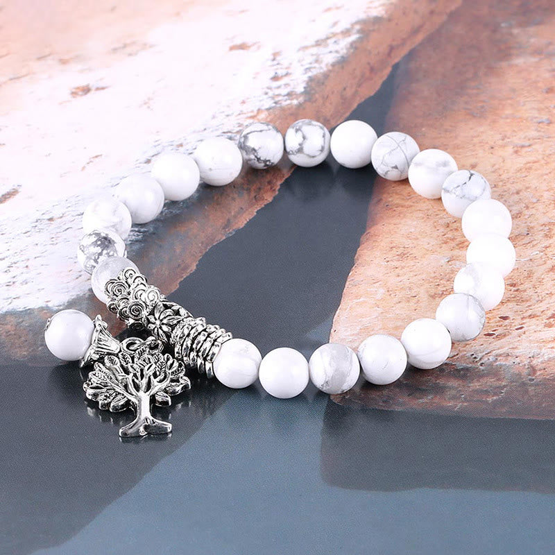 Karma Stone Natural Gemstone Tree of Life Lucky Charm Stretch Bracelet