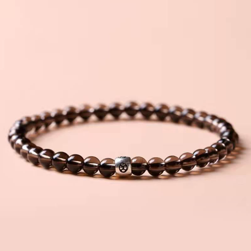 Karma Stone Natural Black Obsidian Smoky Quartz Purification Strength Bracelet