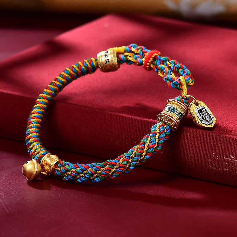 Karma Stone Tibetan Om Mani Padme Hum Carved Zakiram Goddess of Wealth Charm Amulet Bracelet