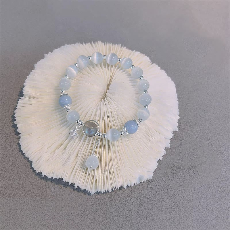 Karma Stone Cat's Eye Moonstone Butterfly Star Charm Support Bracelet