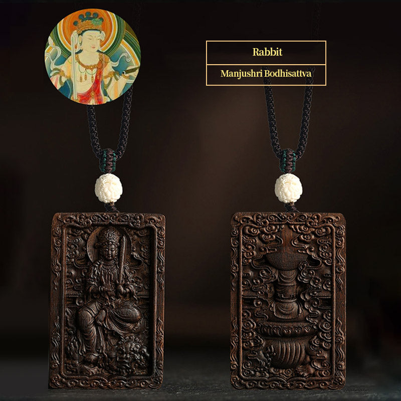 Karma Stone Chinese Zodiac Natal Buddha Brunei Agarwood PiXiu Dragon Peace Necklace Pendant