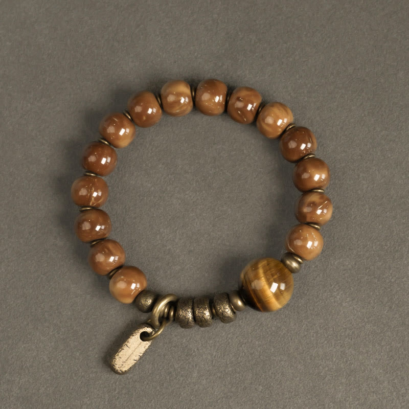 Karma Stone Kuka Seed Tiger Eye Gold Sheen Obsidian Copper Wealth Luck Bracelet