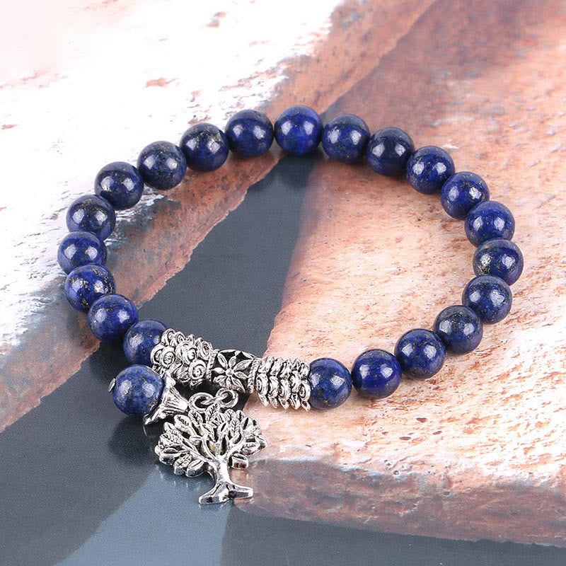 Karma Stone Natural Gemstone Tree of Life Lucky Charm Stretch Bracelet