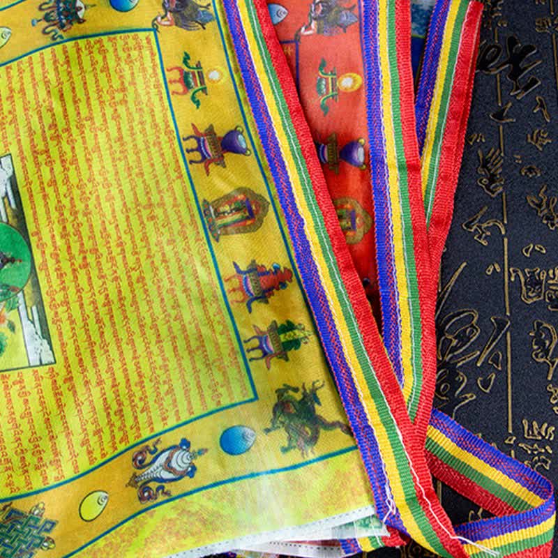Karma Stone Tibetan 5 Colors Windhorse Buddha Tara Scriptures Healing Auspicious Outdoor Prayer Flag