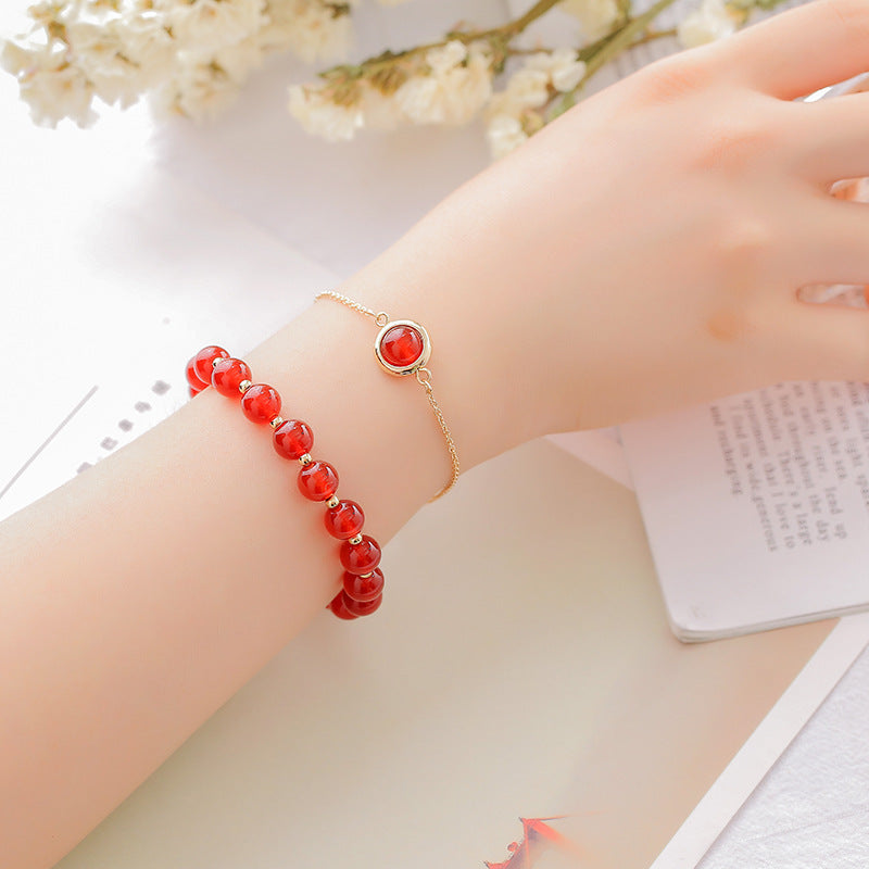 Karma Stone Sun Stone Strawberry Quartz Crystal Positive Bracelet