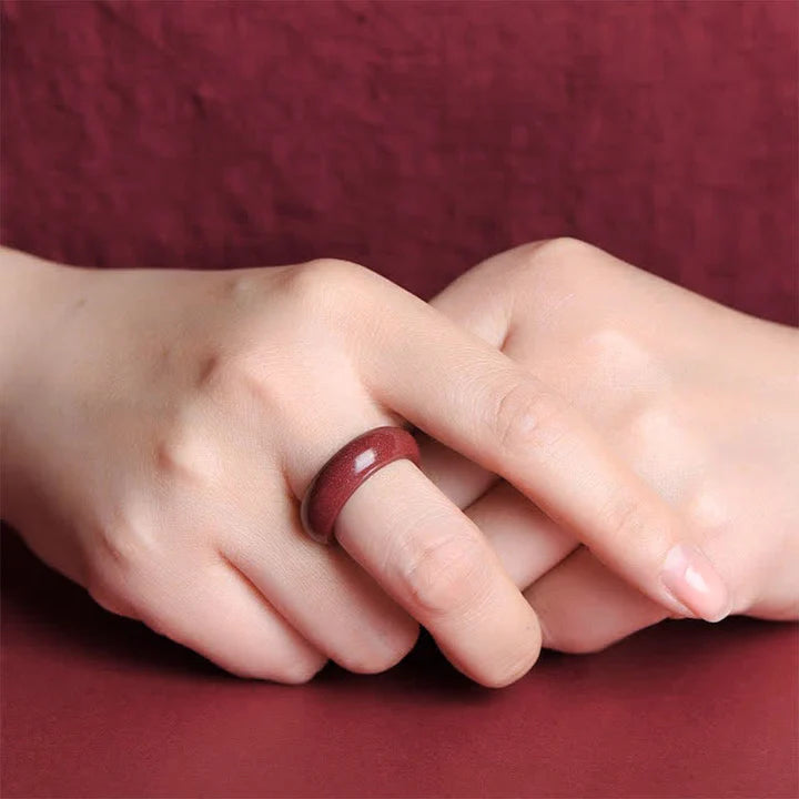 Karma Stone Cinnabar Om Mani Padme Hum Auspicious Clouds Blessing Ring