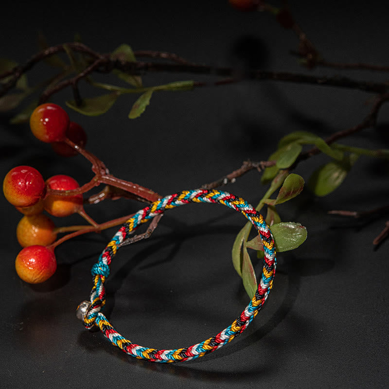 Karma Stone Tibet Handmade Five Color Thread Protection Braid String Bracelet