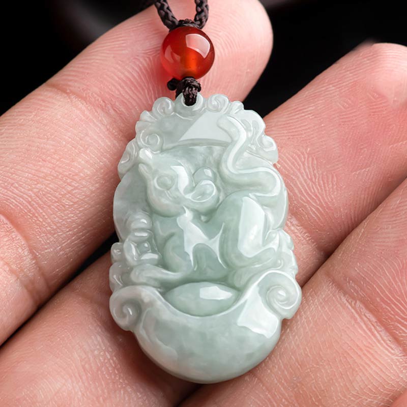 Karma Stone Natural Jade 12 Chinese Zodiac Sucess Pendant Necklace