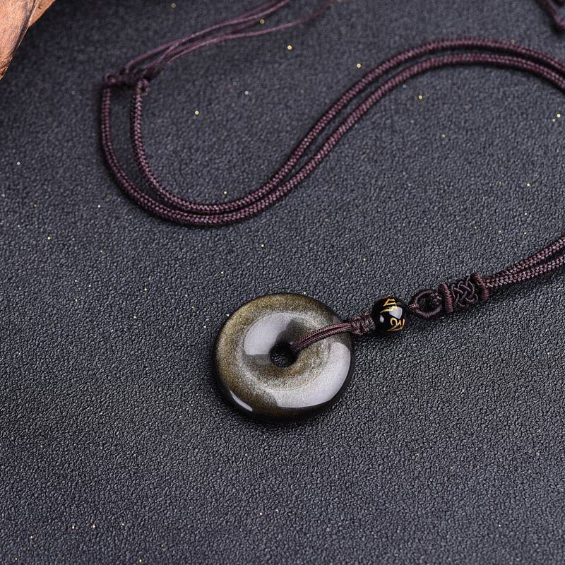 Karma Stone Tibetan Obsidian Protection Necklace
