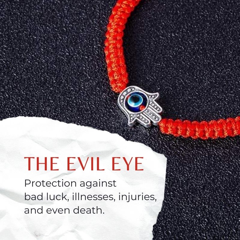 Karma Stone Hamsa Hand Red String Bracelet - Evil Eye Protection
