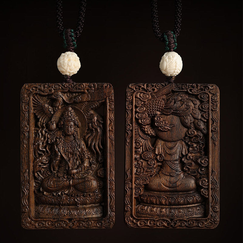 Karma Stone Chinese Zodiac Natal Buddha Brunei Agarwood PiXiu Dragon Peace Necklace Pendant