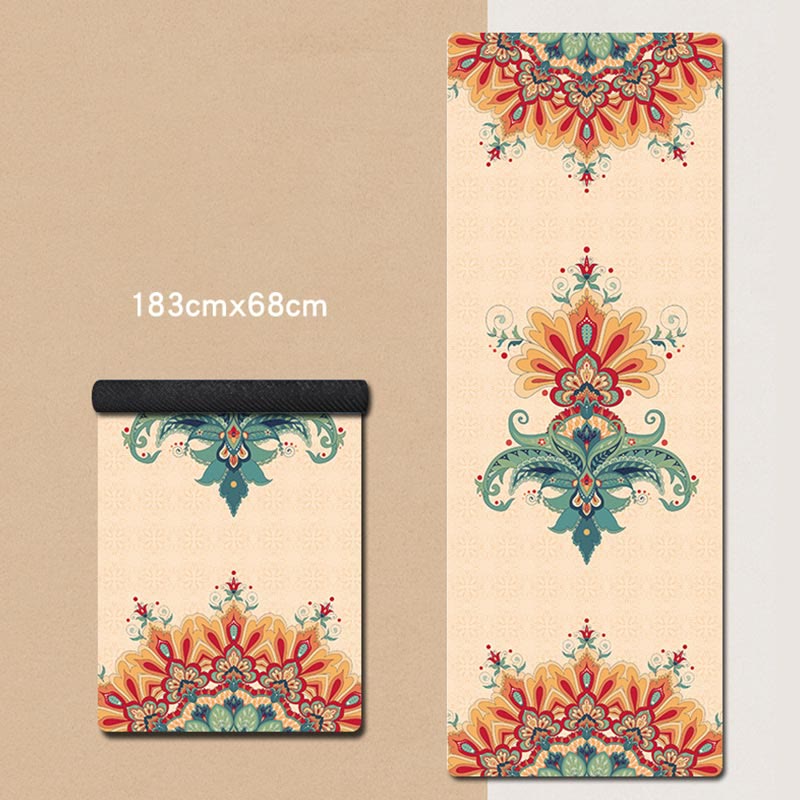 Karma Stone Tibetan Mandala Elephant Lotus Koi Fish Mindful Natural Rubber Yoga Mat Decoration