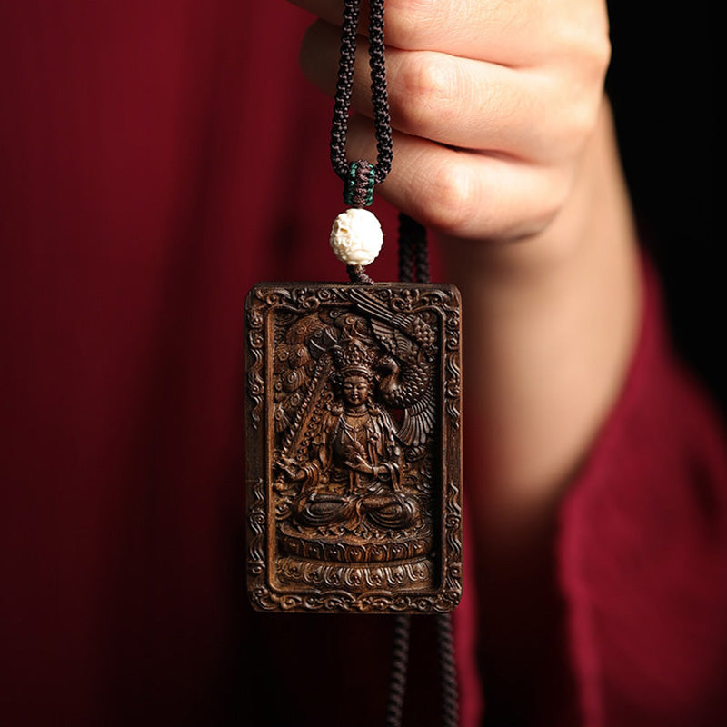 Karma Stone Chinese Zodiac Natal Buddha Brunei Agarwood PiXiu Dragon Peace Necklace Pendant