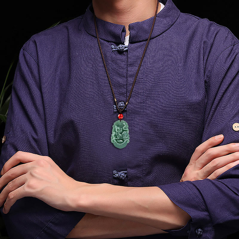 Karma Stone Natural Jade 12 Chinese Zodiac Prosperity Necklace Pendant