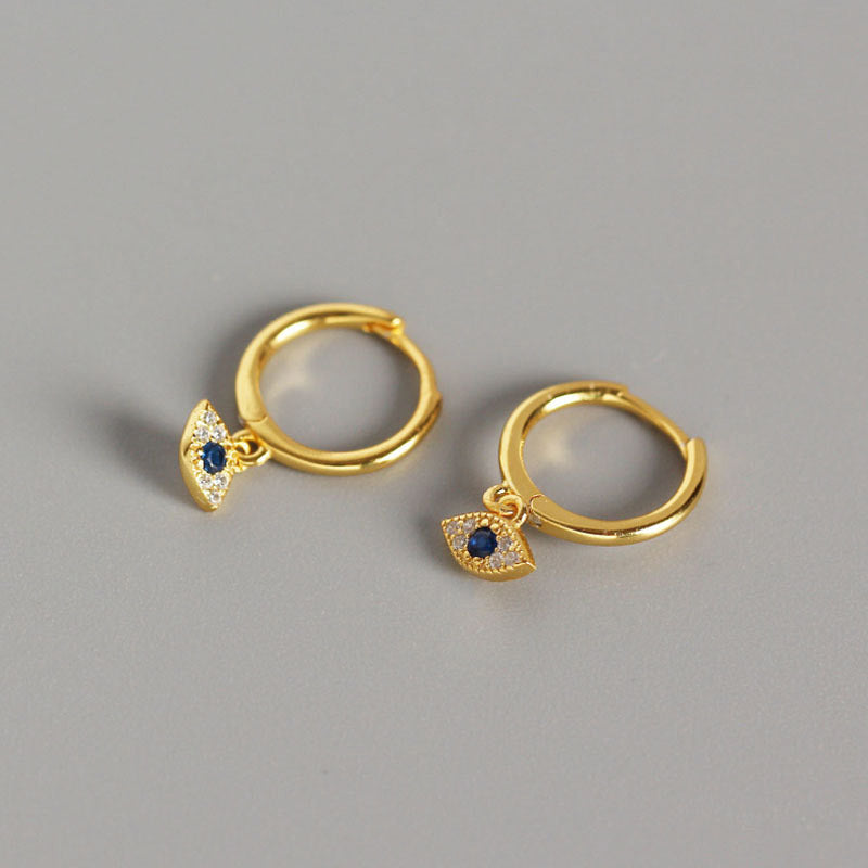 Karma Stone 925 Sterling Silver Evil Eye Blessing Protection Stud Earrings